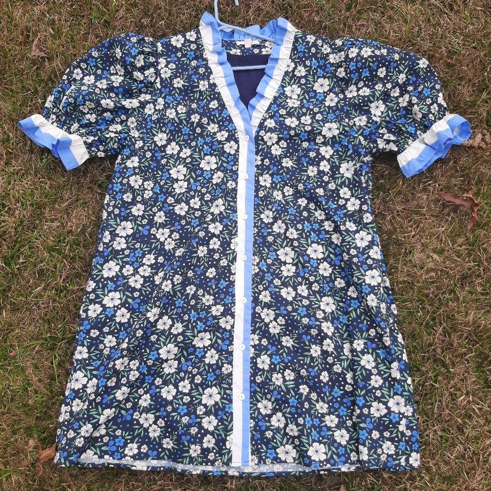Floral Blue and White Dress